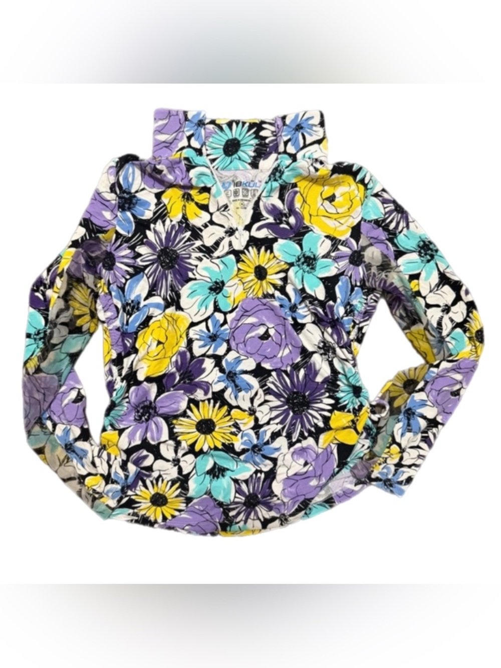 IBKUL Floral Long Sleeve 3/4 Zip Up Golf Athletic outdoor White size‎ M